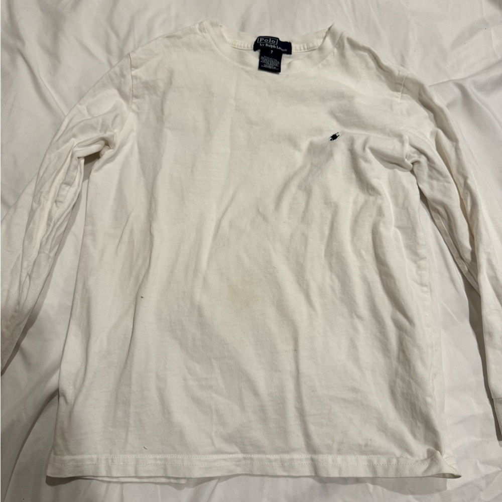 Long sleeve white Polo by Ralph Lauren boy t-shirt size 7